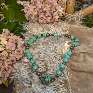 Chunky Brass and Turquoise Colored Necklace